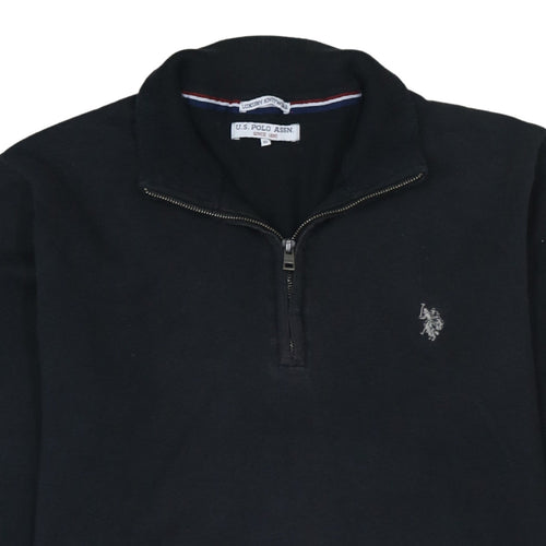 U.S. Polo Assn. Men's Black XL Mock Neck 1/4 Zip Knit Sweatshirt