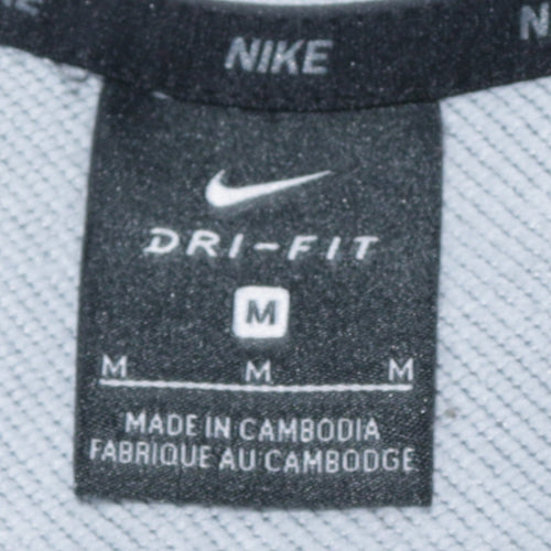 Nike Men's Grey Dri-Fit Pullover Hoodie M Sports Logo