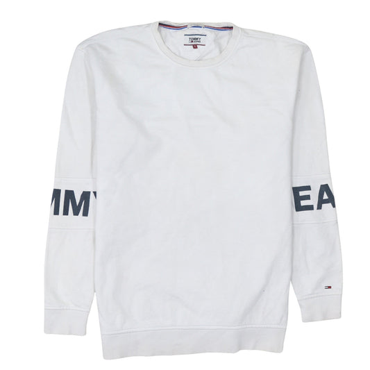 Tommy Jeans Men's White Relaxed Fit Logo Sweatshirt Size S