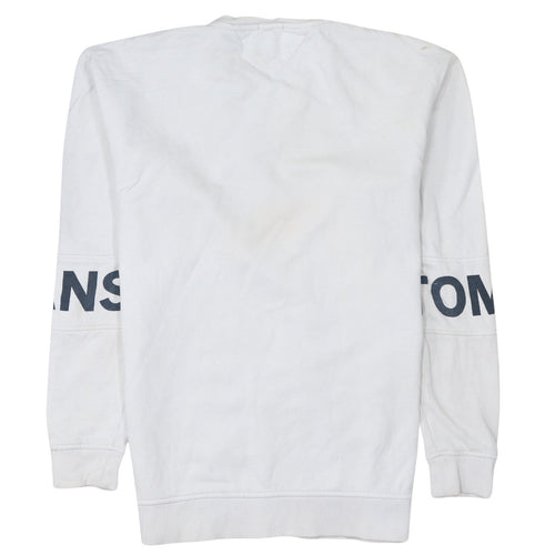 Tommy Jeans Men's White Relaxed Fit Logo Sweatshirt Size S