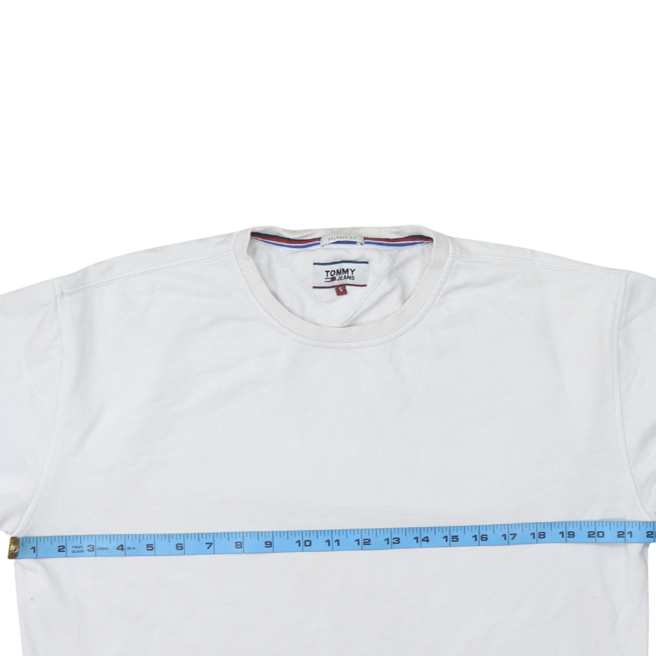 Tommy Jeans Men's White Relaxed Fit Logo Sweatshirt Size S
