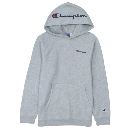 Champion Men's Grey Medium Pullover Hoodie Embroidered Logo