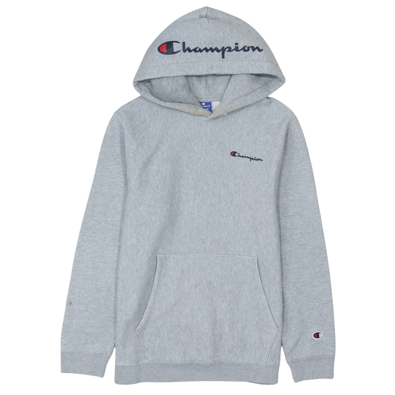 Champion Men's Grey Medium Pullover Hoodie Embroidered Logo