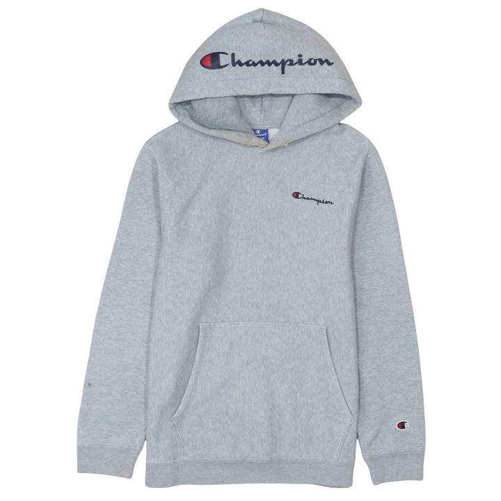 Champion Men's Grey Medium Pullover Hoodie Embroidered Logo