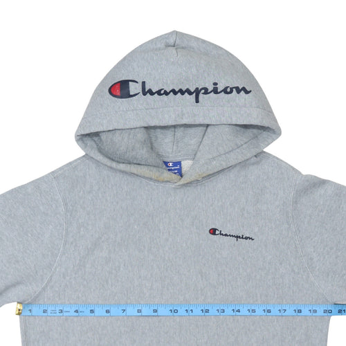 Champion Men's Grey Medium Pullover Hoodie Embroidered Logo