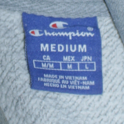 Champion Men's Grey Medium Pullover Hoodie Embroidered Logo