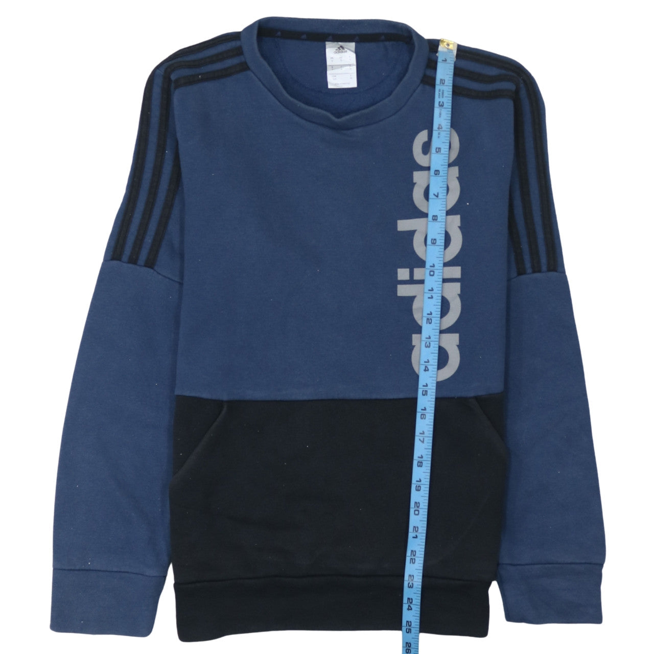 adidas Men's Blue Small Pullover Sweatshirt Logo Fleece