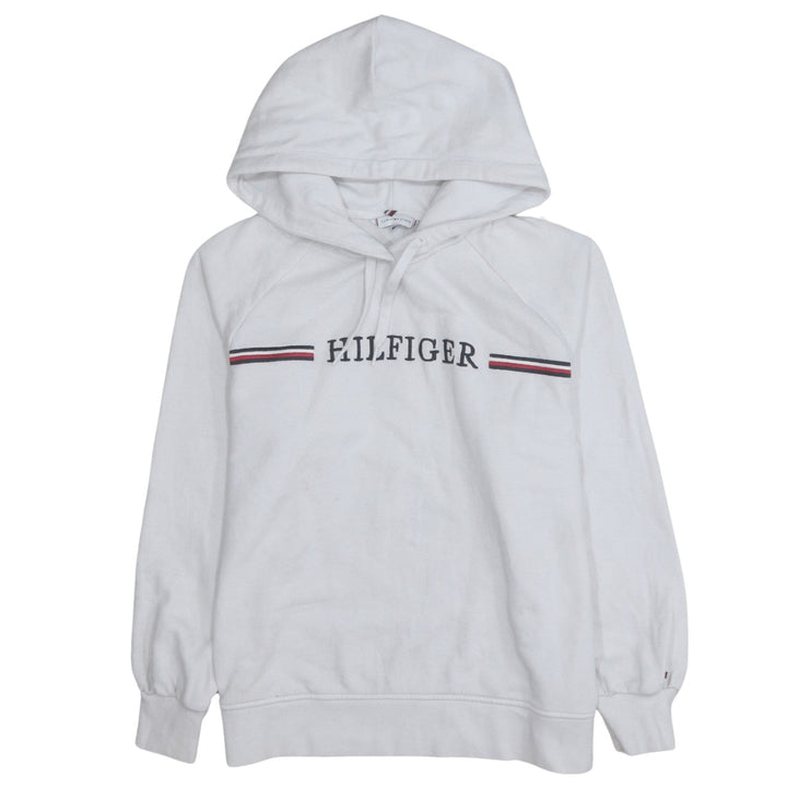 Tommy Hilfiger Men's White Pullover Hoodie M Classic Logo Cotton
