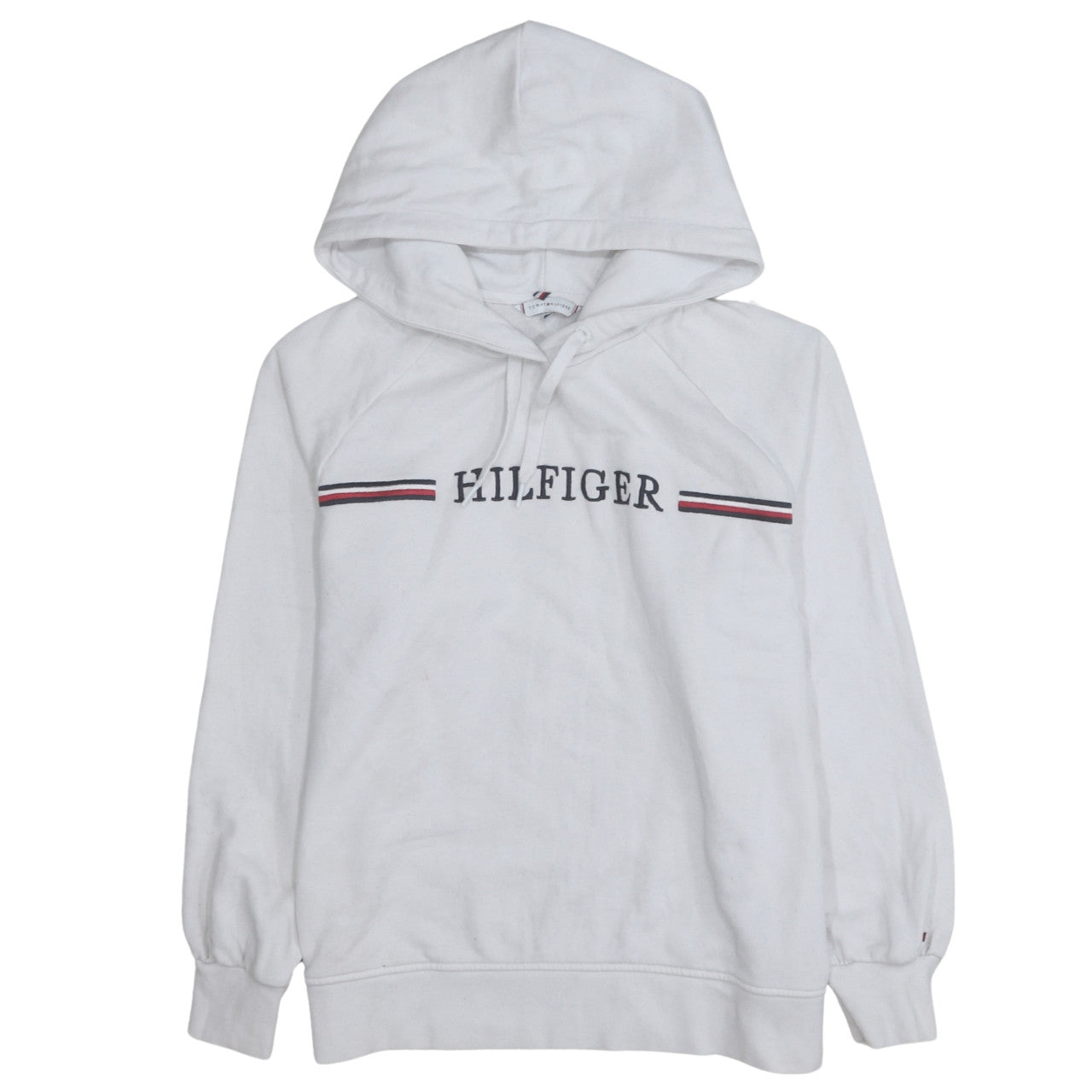 Tommy Hilfiger Men's White Pullover Hoodie M Classic Logo Cotton