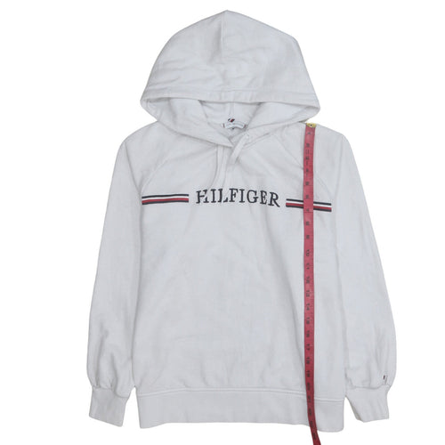 Tommy Hilfiger Men's White Pullover Hoodie M Classic Logo Cotton