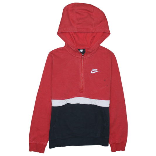 Nike Boys Red Colourblock 1/2 Zip Hoodie Size L 147-158cm