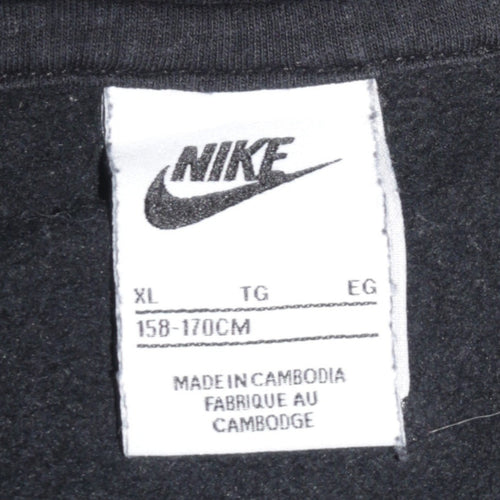 Nike Boys Black XL Pullover Hoodie with Logo and Kangaroo Pocket