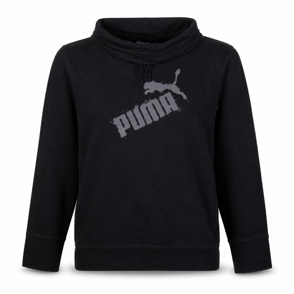 Front view of Puma Men's Black XL Pullover Sweatshirt with Logo Print