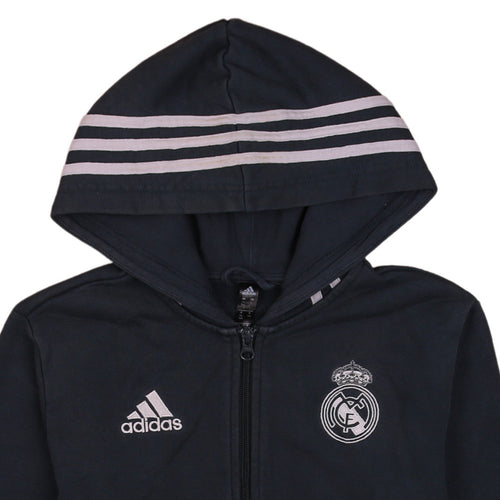 Adidas Boys Black Real Madrid Full Zip Hoodie 13-14 Years