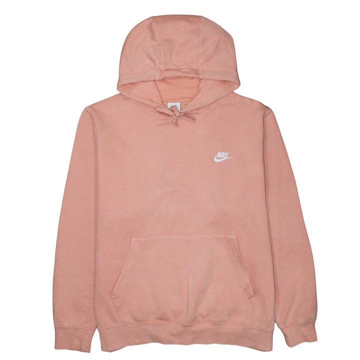 Nike Womens Pink Pullover Hoodie Large Cotton Blend Fleece Sweatshirt