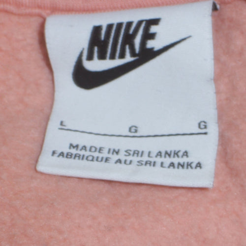 Nike Womens Pink Pullover Hoodie Large Cotton Blend Fleece Sweatshirt