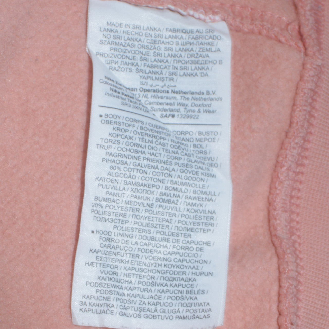 Nike Womens Pink Pullover Hoodie Large Cotton Blend Fleece Sweatshirt