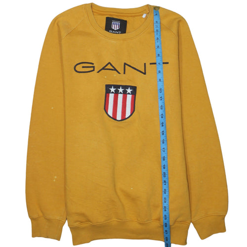 GANT Men’s Yellow 2XL Embroidered Logo Crew Neck Sweatshirt