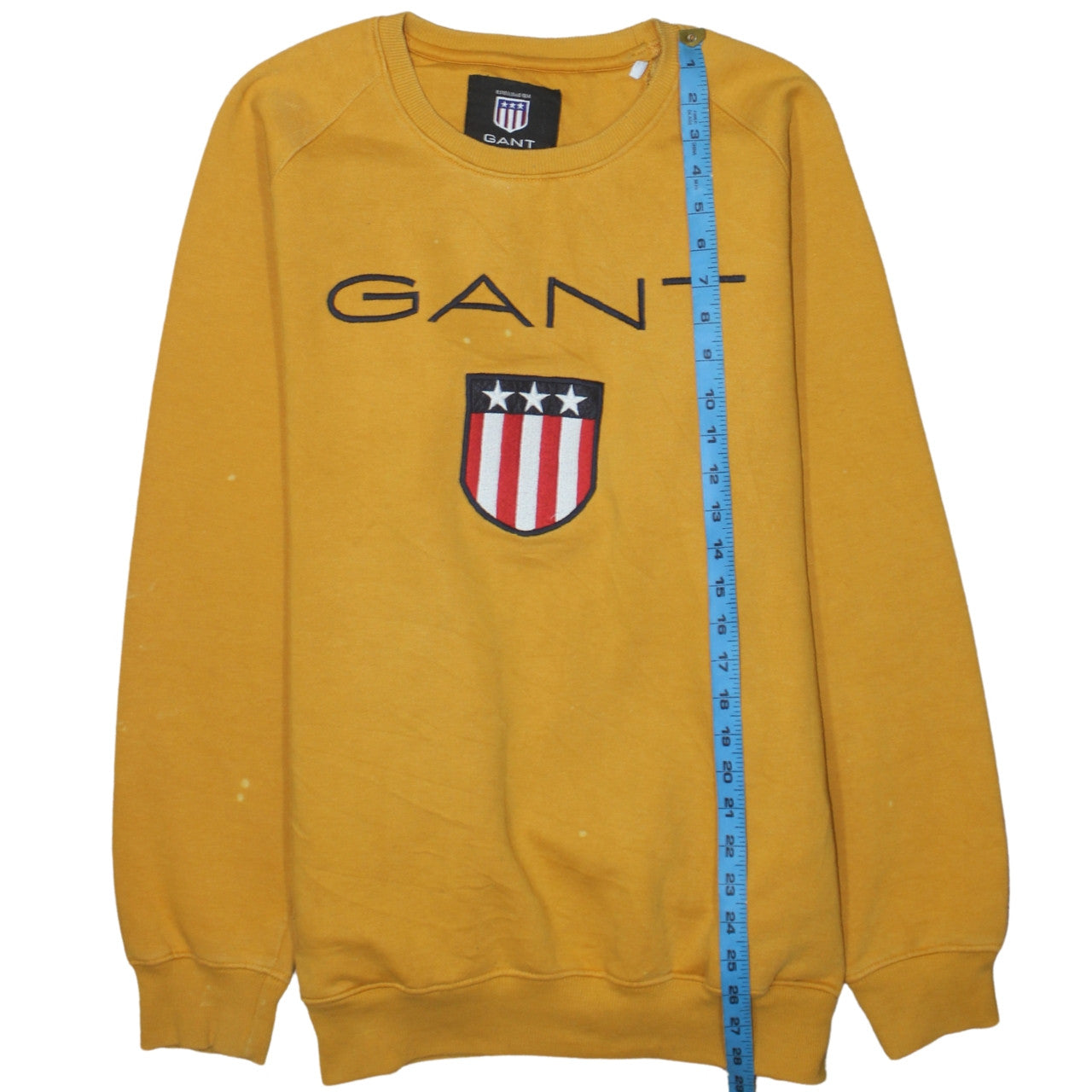 GANT Men’s Yellow 2XL Embroidered Logo Crew Neck Sweatshirt