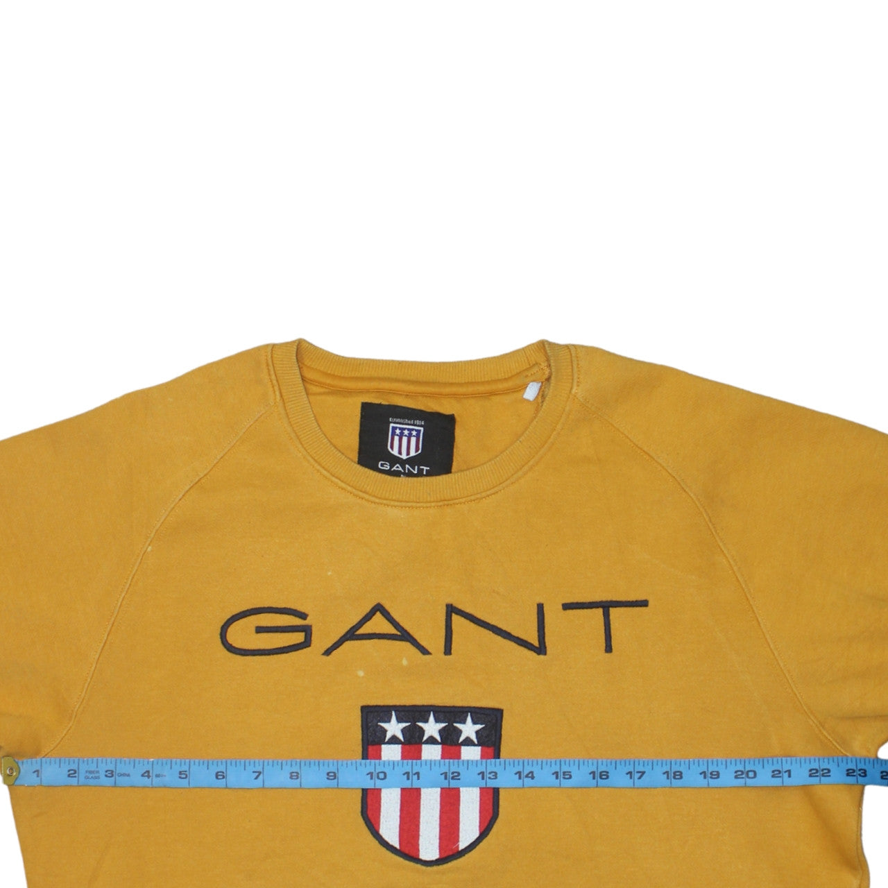 GANT Men’s Yellow 2XL Embroidered Logo Crew Neck Sweatshirt