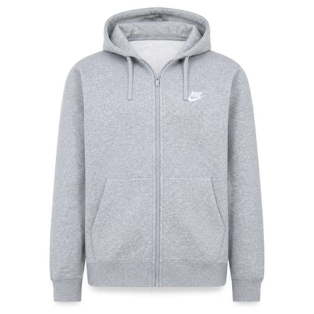 Front view of Nike Men's Grey Full Zip Hoodie Fleece, size S