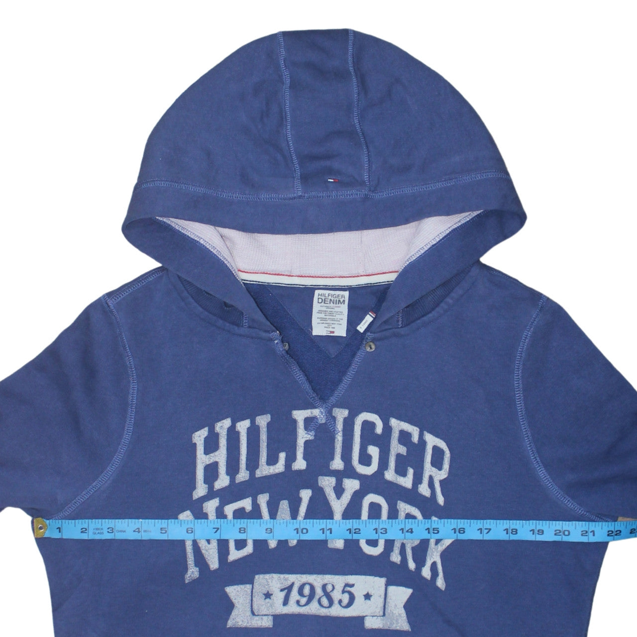 Tommy Hilfiger Men's Blue Pullover Hoodie XL Graphic Logo