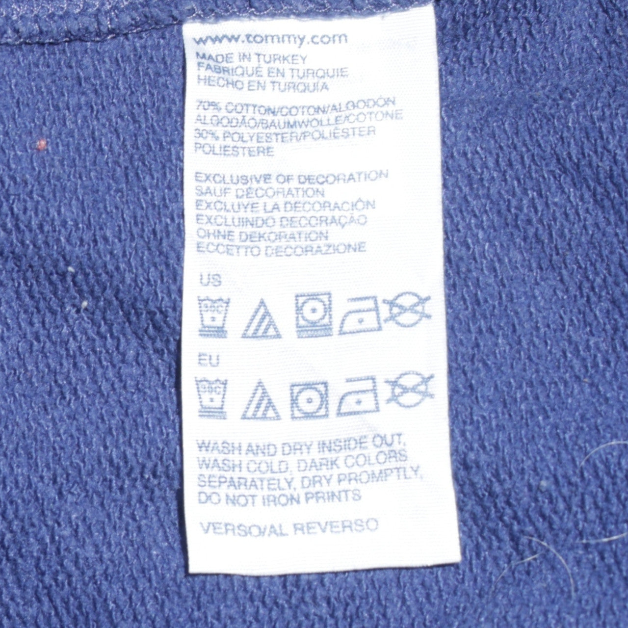 Tommy Hilfiger Men's Blue Pullover Hoodie XL Graphic Logo
