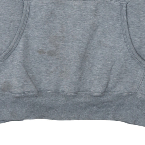 Puma Men's Grey Pullover Hoodie L Graphic Logo Fleece Sportswear