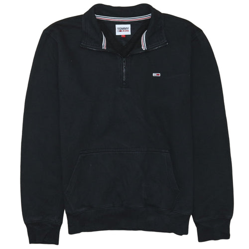 Tommy Jeans Men's Black 1/4 Zip Sweatshirt M Regular Fit
