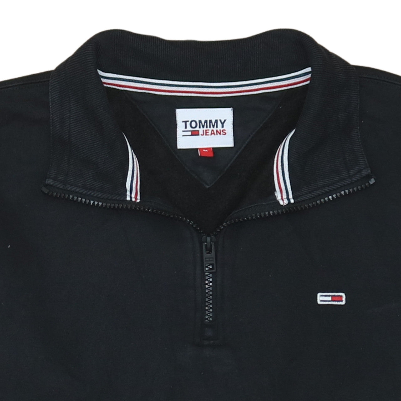 Tommy Jeans Men's Black 1/4 Zip Sweatshirt M Regular Fit