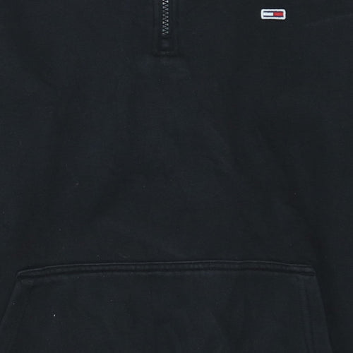 Tommy Jeans Men's Black 1/4 Zip Sweatshirt M Regular Fit