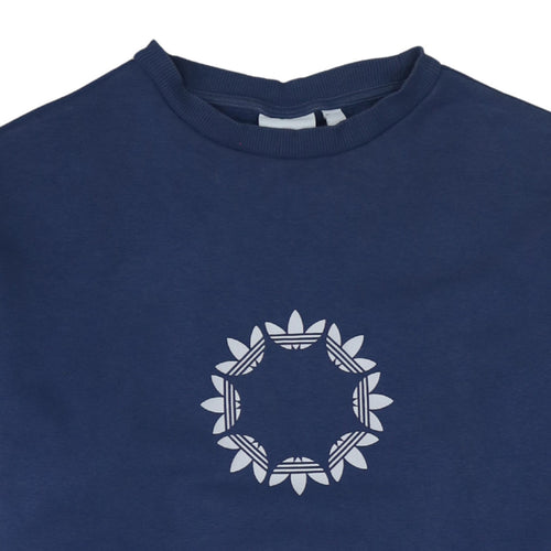 Adidas Men's Blue Crew Neck Logo Sweatshirt Size M
