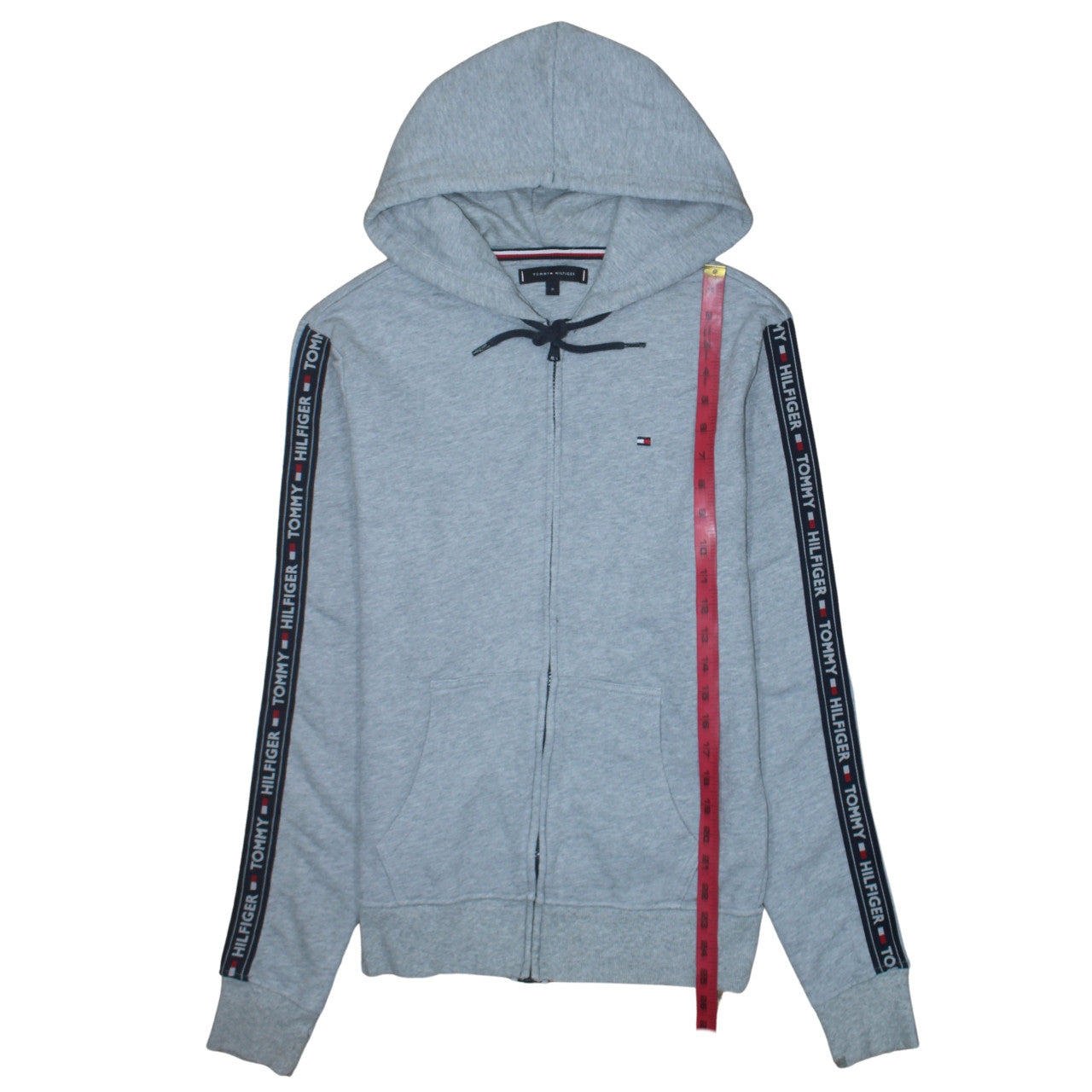 Tommy Hilfiger Men's Grey Full Zip Hoodie M Logo Casual Sweatshirt