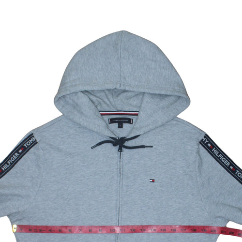 Tommy Hilfiger Men's Grey Full Zip Hoodie M Logo Casual Sweatshirt