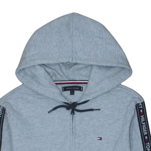 Tommy Hilfiger Men's Grey Full Zip Hoodie M Logo Casual Sweatshirt