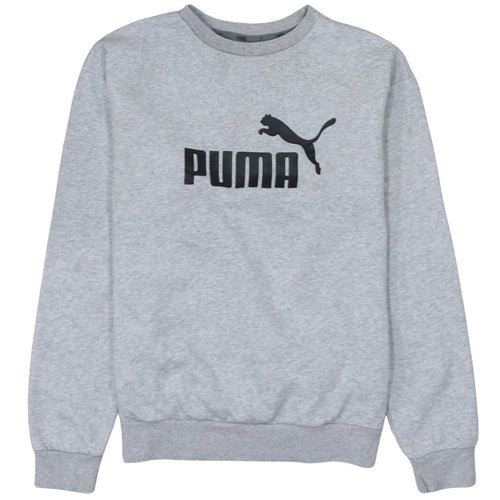 Puma Men's Grey Logo Crew Neck Pullover Sweatshirt Size S