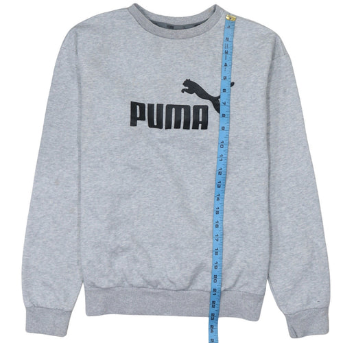 Puma Men's Grey Logo Crew Neck Pullover Sweatshirt Size S