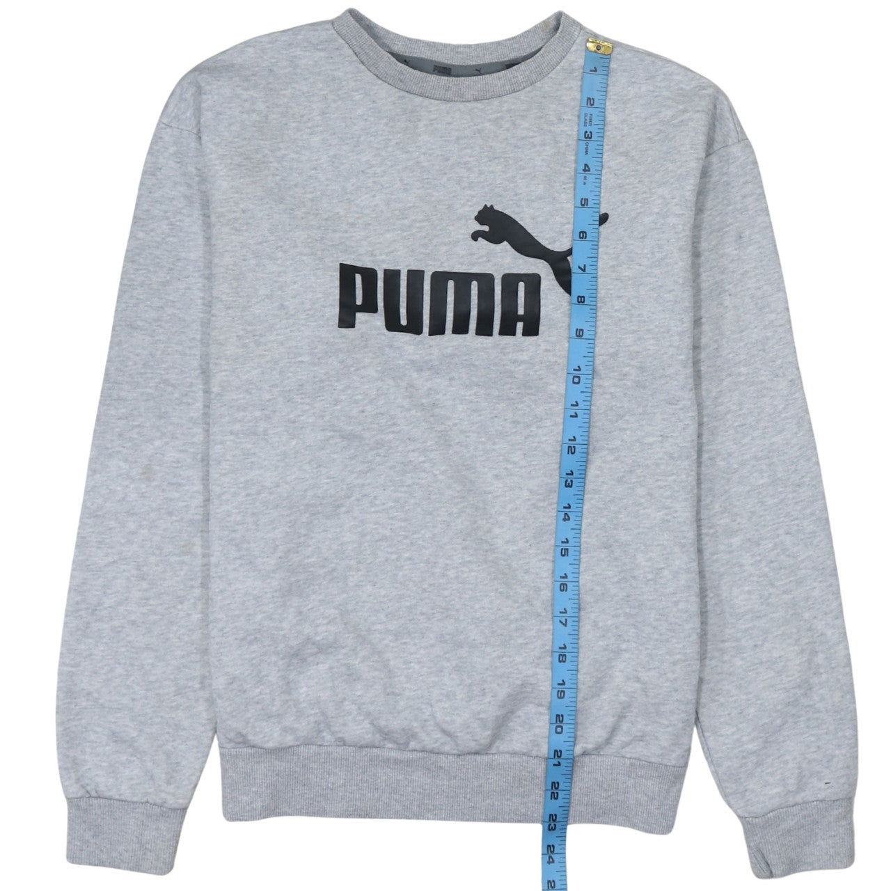 Puma Men's Grey Logo Crew Neck Pullover Sweatshirt Size S