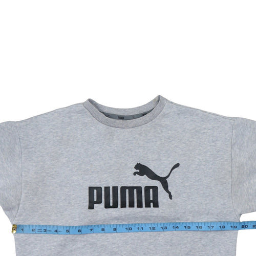 Puma Men's Grey Logo Crew Neck Pullover Sweatshirt Size S