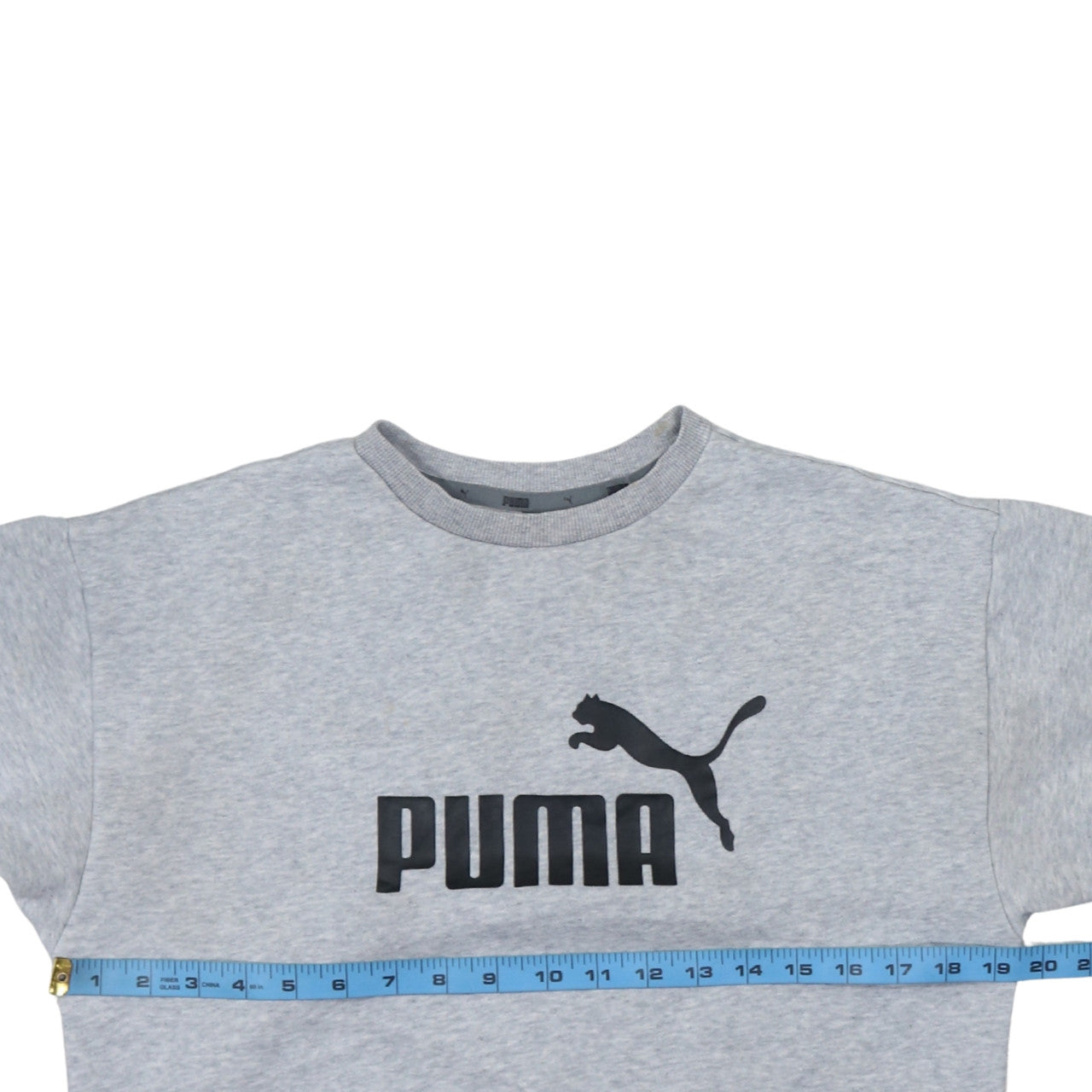 Puma Men's Grey Logo Crew Neck Pullover Sweatshirt Size S