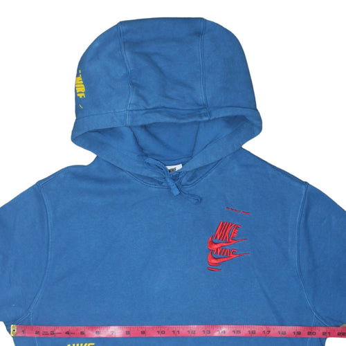 Nike Men's Blue Pullover Hoodie Small Fleece Embroidered Logo Sportswear