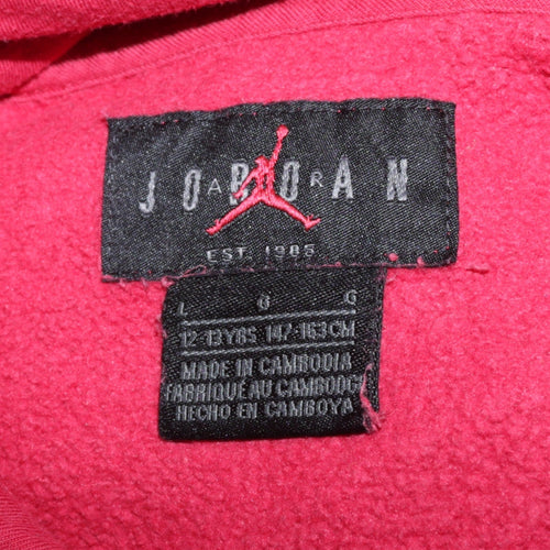 Jordan Boys Red Black Pullover Hoodie 12 Years Long Sleeve Graphic Logo