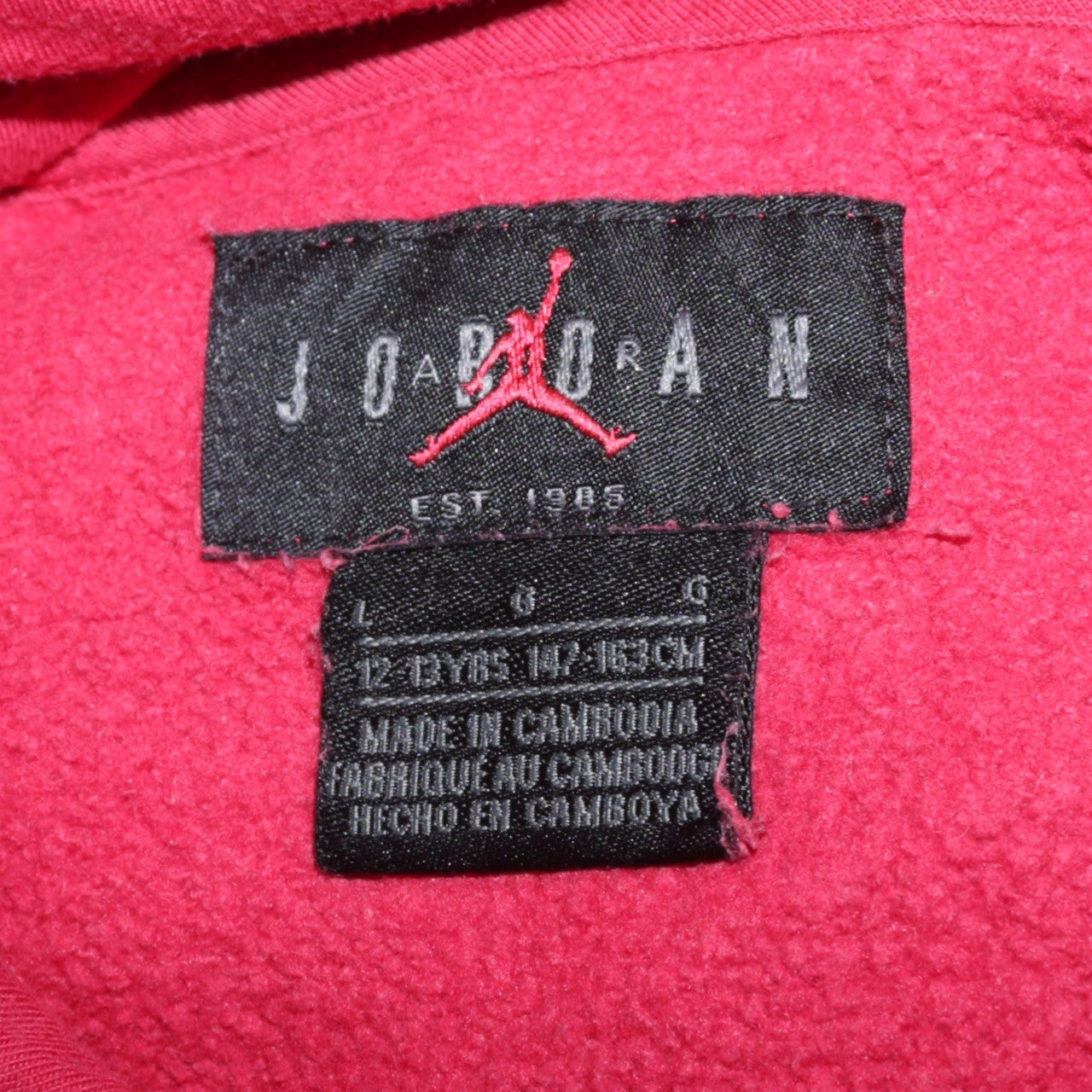 Jordan Boys Red Black Pullover Hoodie 12 Years Long Sleeve Graphic Logo