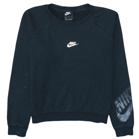 Nike Women's Black Small Pullover Sweatshirt Crew Neck Logo Print