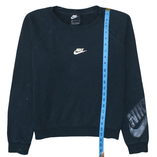Nike Women's Black Small Pullover Sweatshirt Crew Neck Logo Print