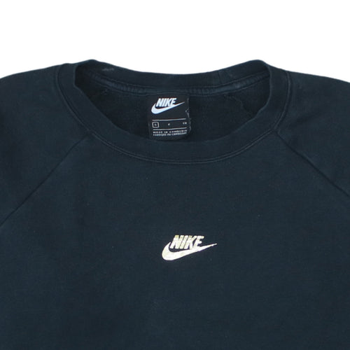 Nike Women's Black Small Pullover Sweatshirt Crew Neck Logo Print
