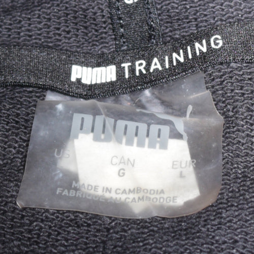 Puma Womens Black Pullover Hoodie L Training Logo Sweatshirt