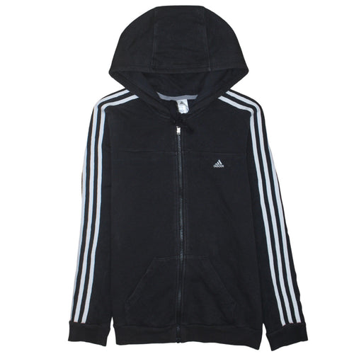 Adidas Women's Black Full Zip Hoodie Size S 8-10 Classic 3-Stripes