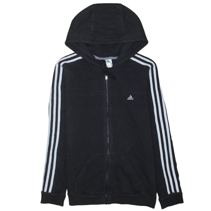 Adidas Women's Black Full Zip Hoodie Size S 8-10 Classic 3-Stripes