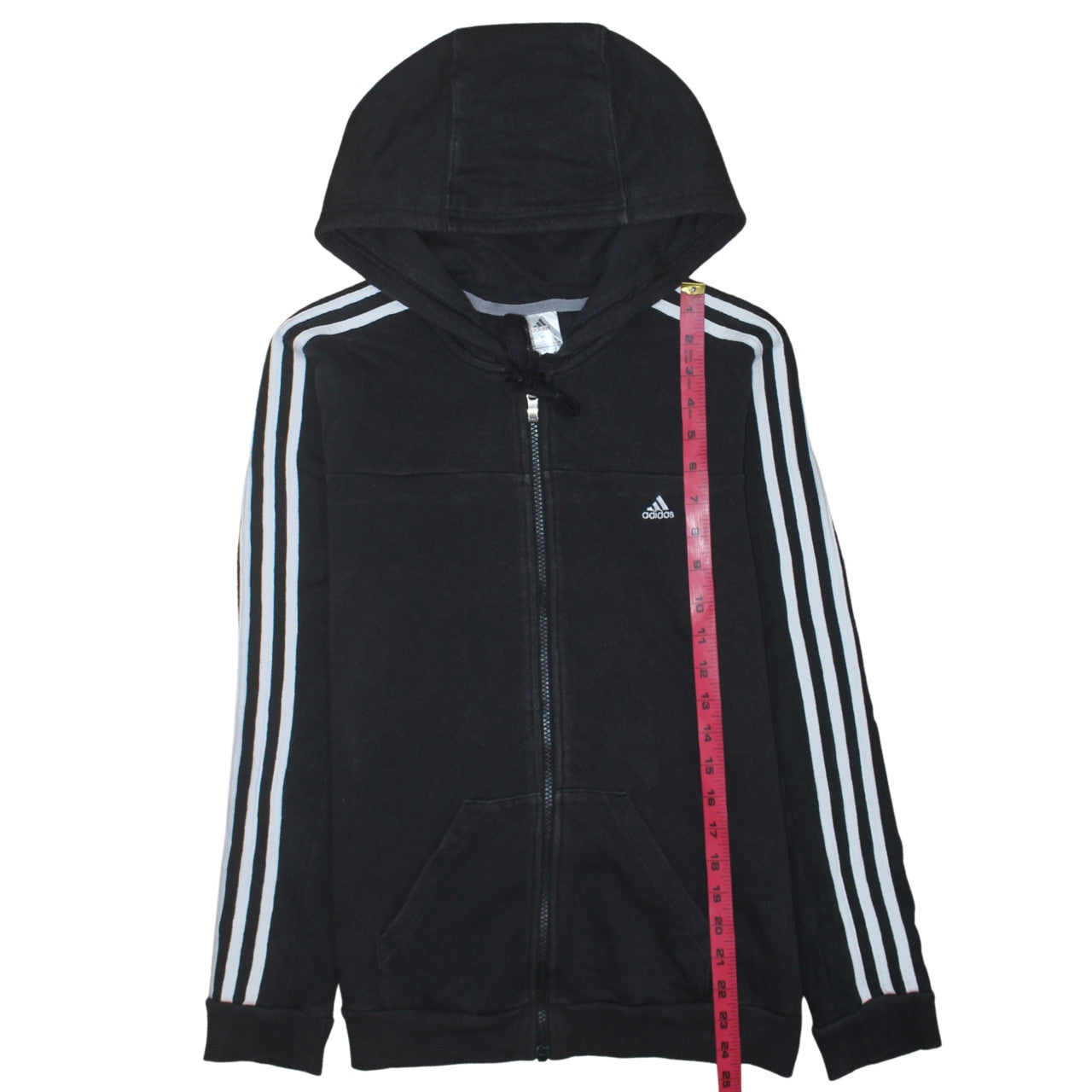 Adidas Women's Black Full Zip Hoodie Size S 8-10 Classic 3-Stripes